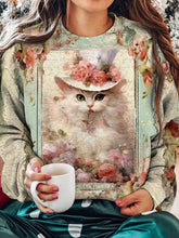 Flower White Cat Duke Long Sleeve Top