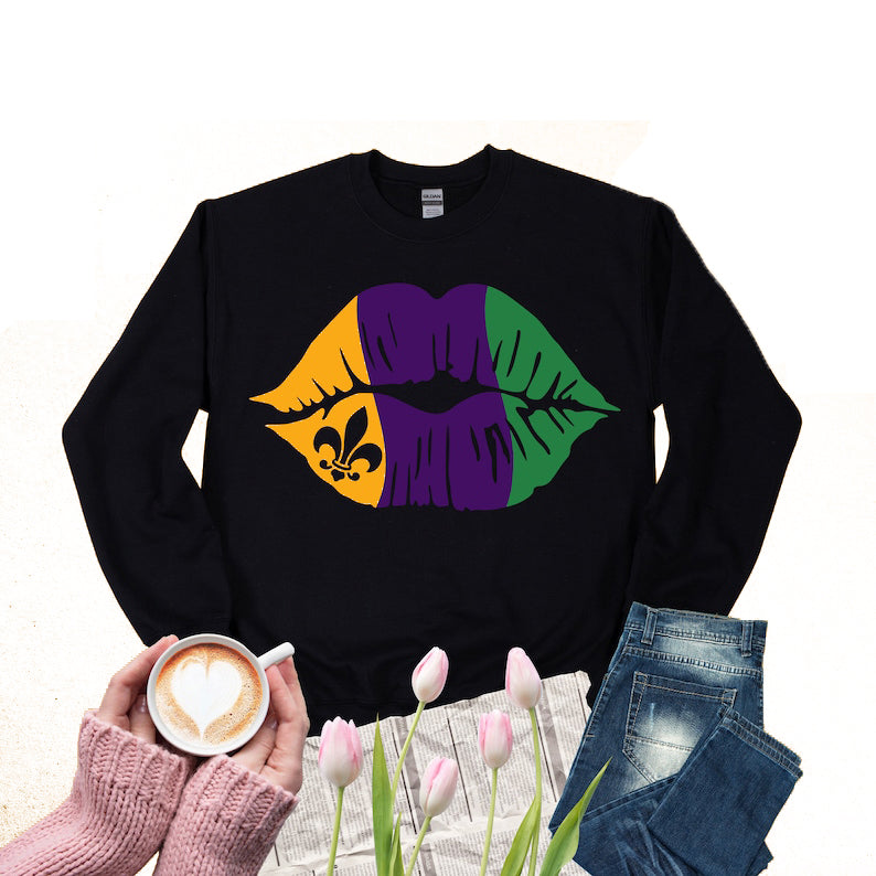 Mardi Grass Lips Sweatshirt