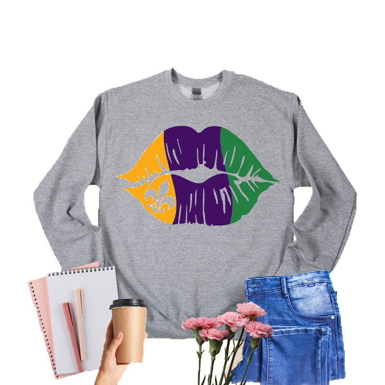 Mardi Grass Lips Sweatshirt