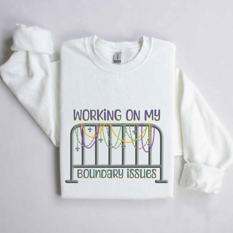 Barricade Boundary Issues Mardi Gras Sweatshirt
