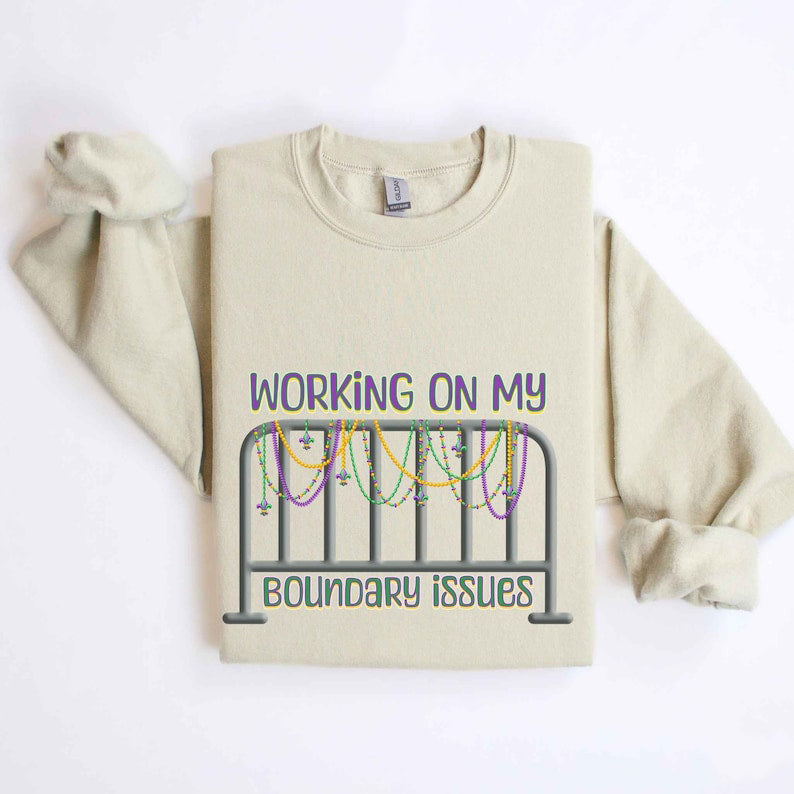 Barricade Boundary Issues Mardi Gras Sweatshirt