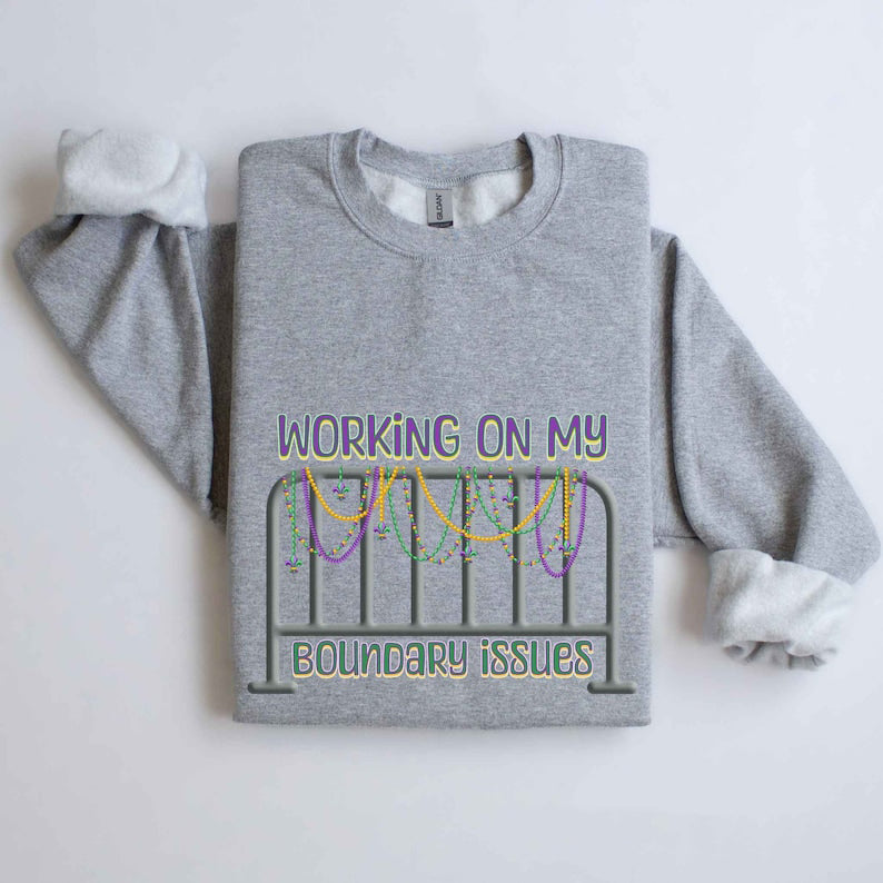 Barricade Boundary Issues Mardi Gras Sweatshirt