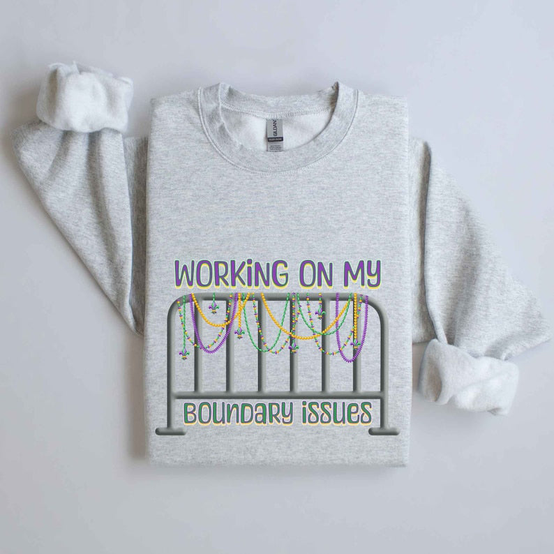 Barricade Boundary Issues Mardi Gras Sweatshirt