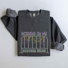 Barricade Boundary Issues Mardi Gras Sweatshirt