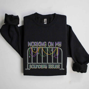 Barricade Boundary Issues Mardi Gras Sweatshirt