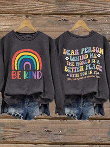 Women'S Casual Be Kind Printed Long Sleeve Sweatshirt