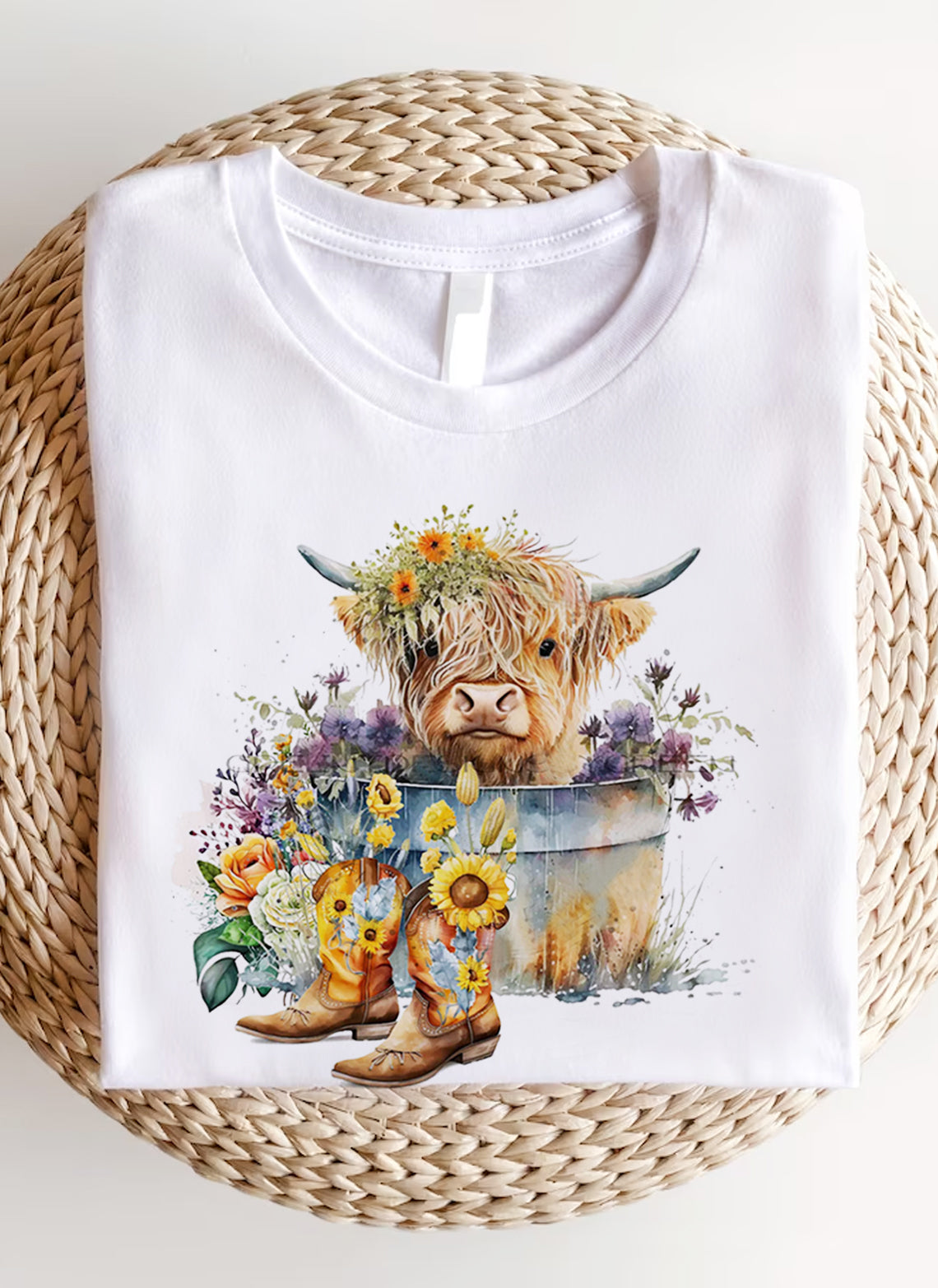 Highland Cow in Metal Tub Shirts