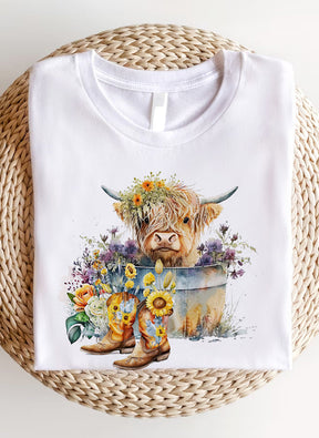 Highland Cow in Metal Tub Shirts