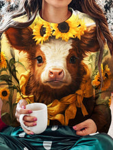 Women's Cute Baby Highland Cow Print Sweatshirt