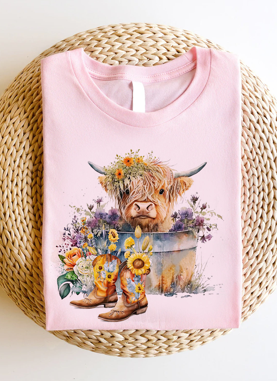 Highland Cow in Metal Tub Shirts