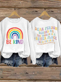 Women'S Casual Be Kind Printed Long Sleeve Sweatshirt