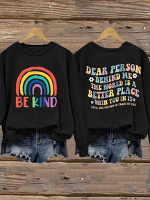 Women'S Casual Be Kind Printed Long Sleeve Sweatshirt