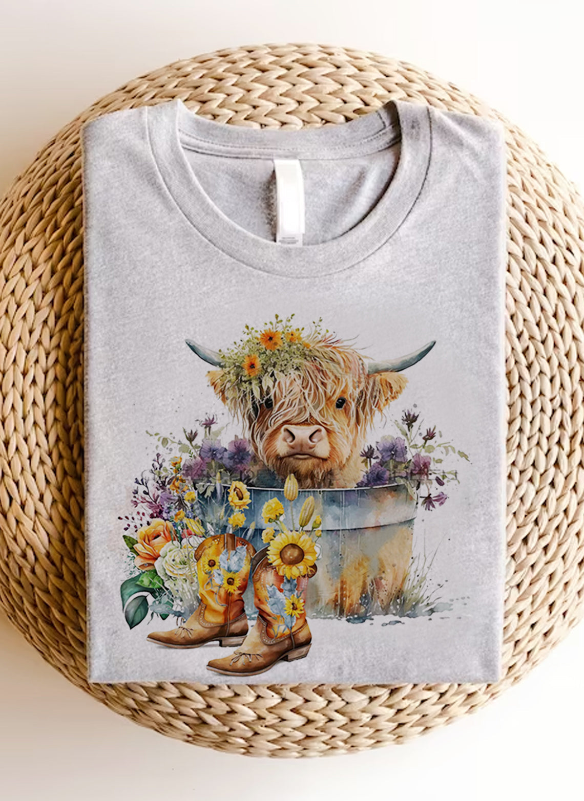 Highland Cow in Metal Tub Shirts