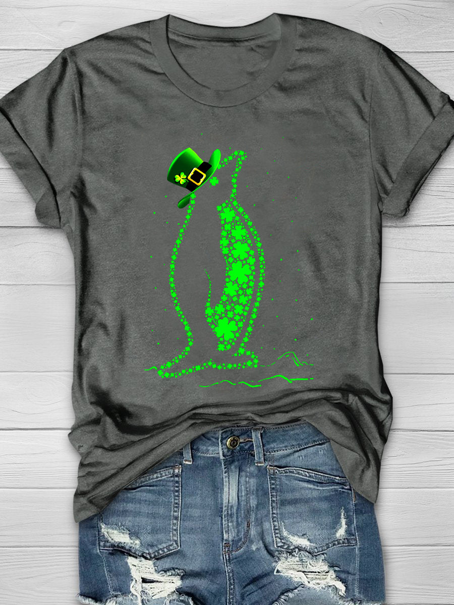 Eagerlys Penguin Four Leaf Clover Short Sleeve T-shirt