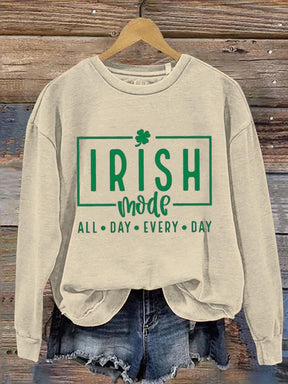 Eagerlys Irish Mode All Day Every Day St. Patrick's Day Art Print Pattern Casual Sweatshirt