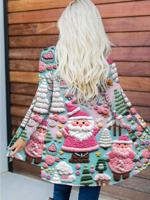 Women's Pink Christmas Tree Print Sweatshirt