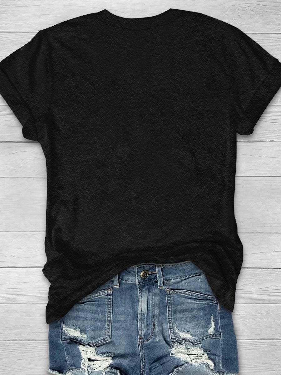 Eagerlys Eagerlys  One Lucky Teacher Print Short Sleeve T-shirt