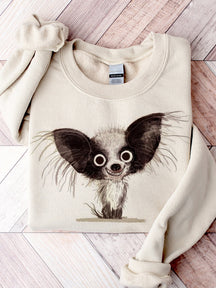 Lovely Papillon Dog Smiley Art Comfy Sweatshirt