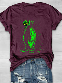Eagerlys Penguin Four Leaf Clover Short Sleeve T-shirt