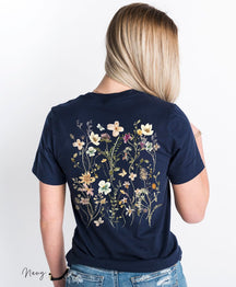 Pressed Flowers Back Print Tshirt Garden Lover Gift