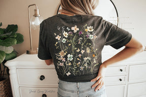 Pressed Flowers Back Print Tshirt Garden Lover Gift