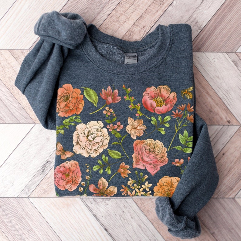 Flowers Butterfly Bee Pullover Sweatshirt