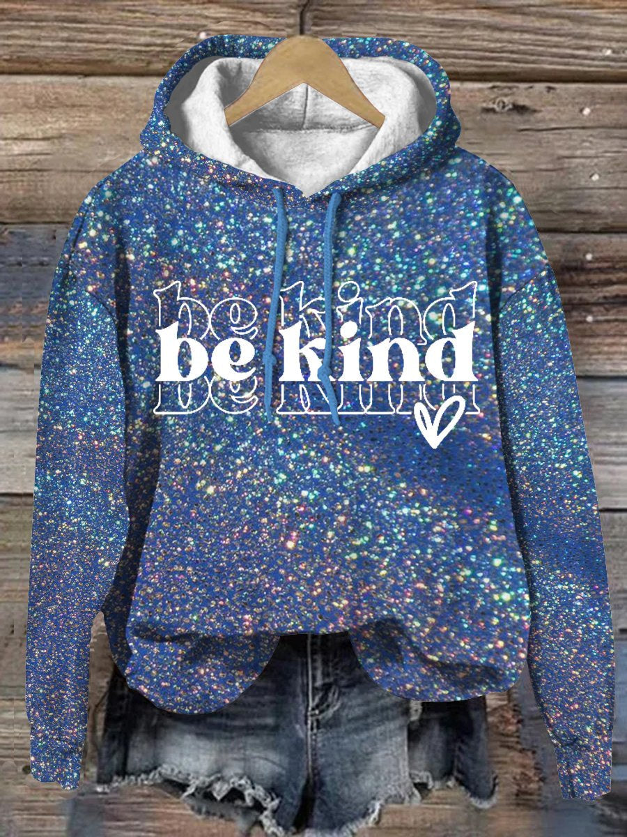 Women's Men's Unisex Shiny Multicolor Be Kind Suicide Prevention Mental Print Casual Hoodie