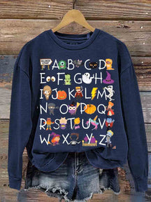Halloween Alphabet Teacher Kindergarten Teacher Casual  Sweatshirt