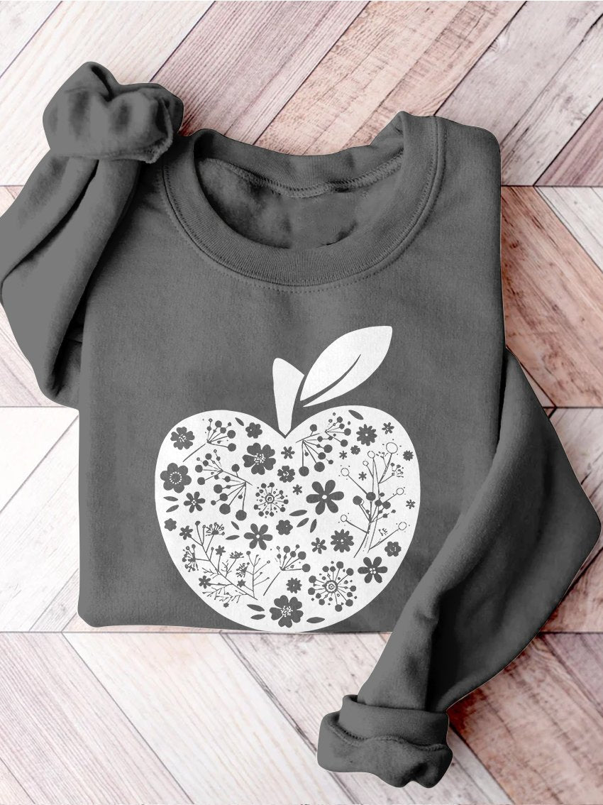 Teacher Appreciation Teacher Apple Motivational Kindergarten Preschool Teacher Life Print Casual Sweatshirt