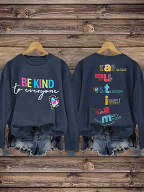 BE KIND TO EVERYONE, focus on mental health crew neck long-sleeved sweatshirt