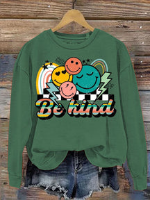 Be Kind Smile Art Pattern Print Casual Sweatshirt