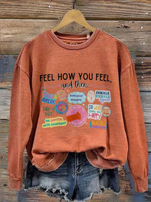 Feelings Teacher Counselor Mental Health Matters Emotions Coping Skills You Matter Positive Message Casual Print Sweatshirt