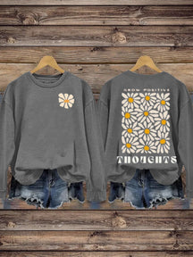 Mental Health Inspirational Growth Positive Energy Thinking Round Neck Casual Printed Sweatshirt