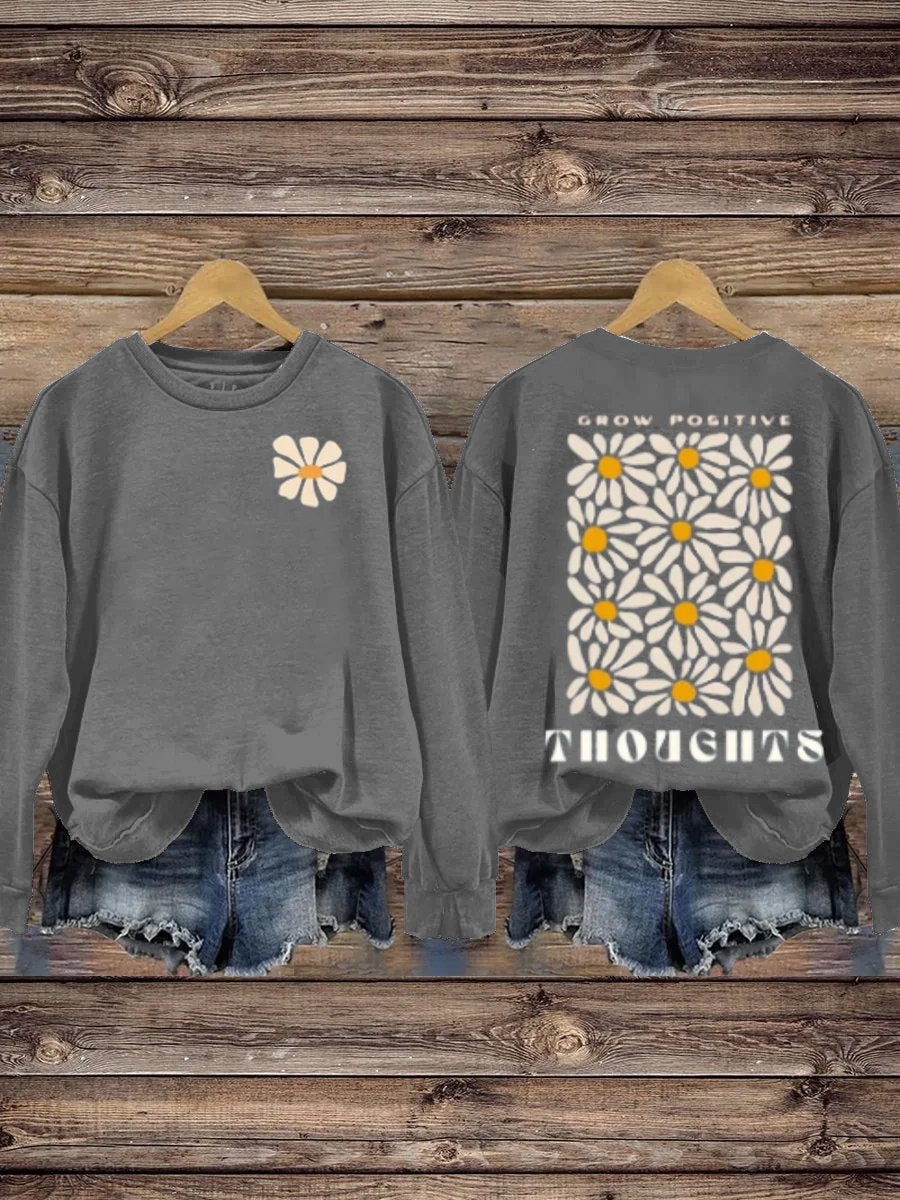 Mental Health Inspirational Growth Positive Energy Thinking Round Neck Casual Printed Sweatshirt