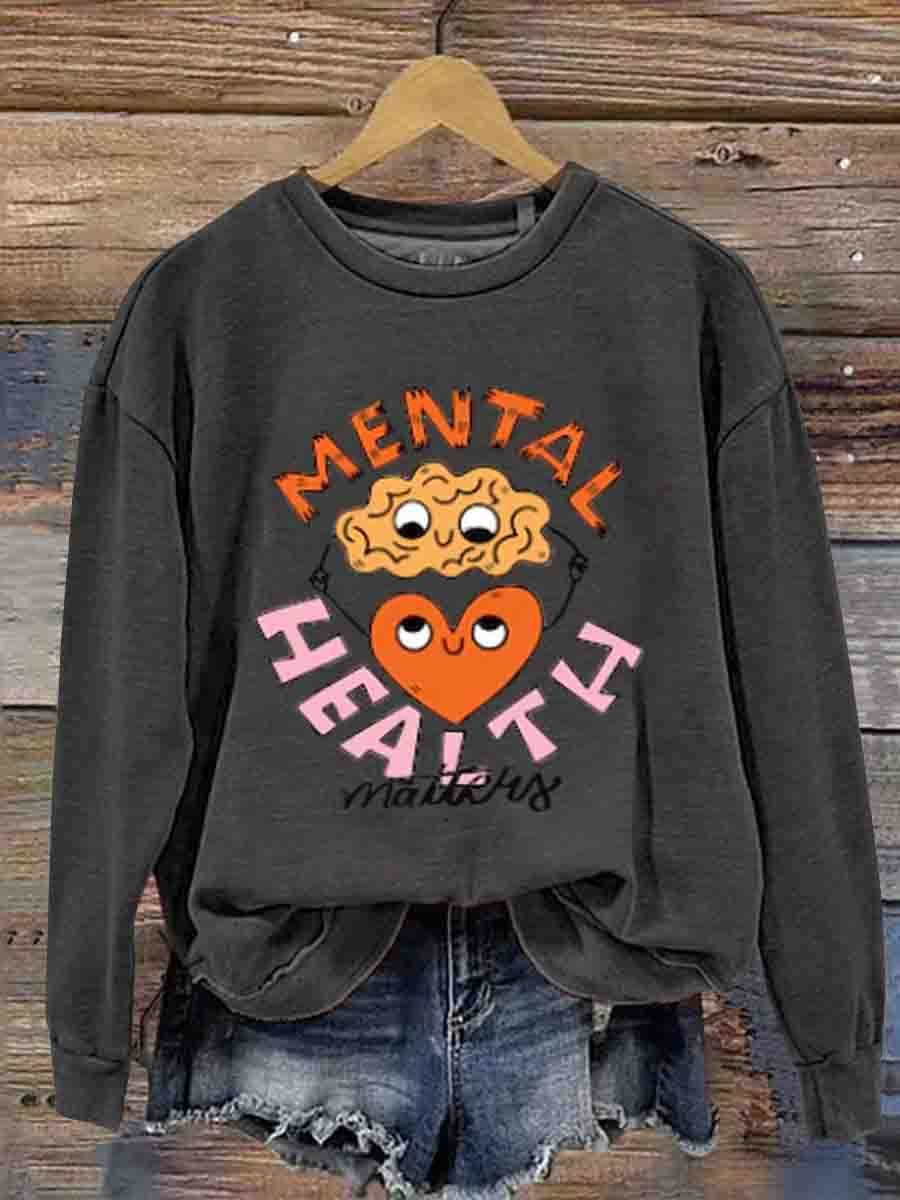Mental Health Inspirational Depression Awareness Crew Neck Casual Printed Sweatshirt