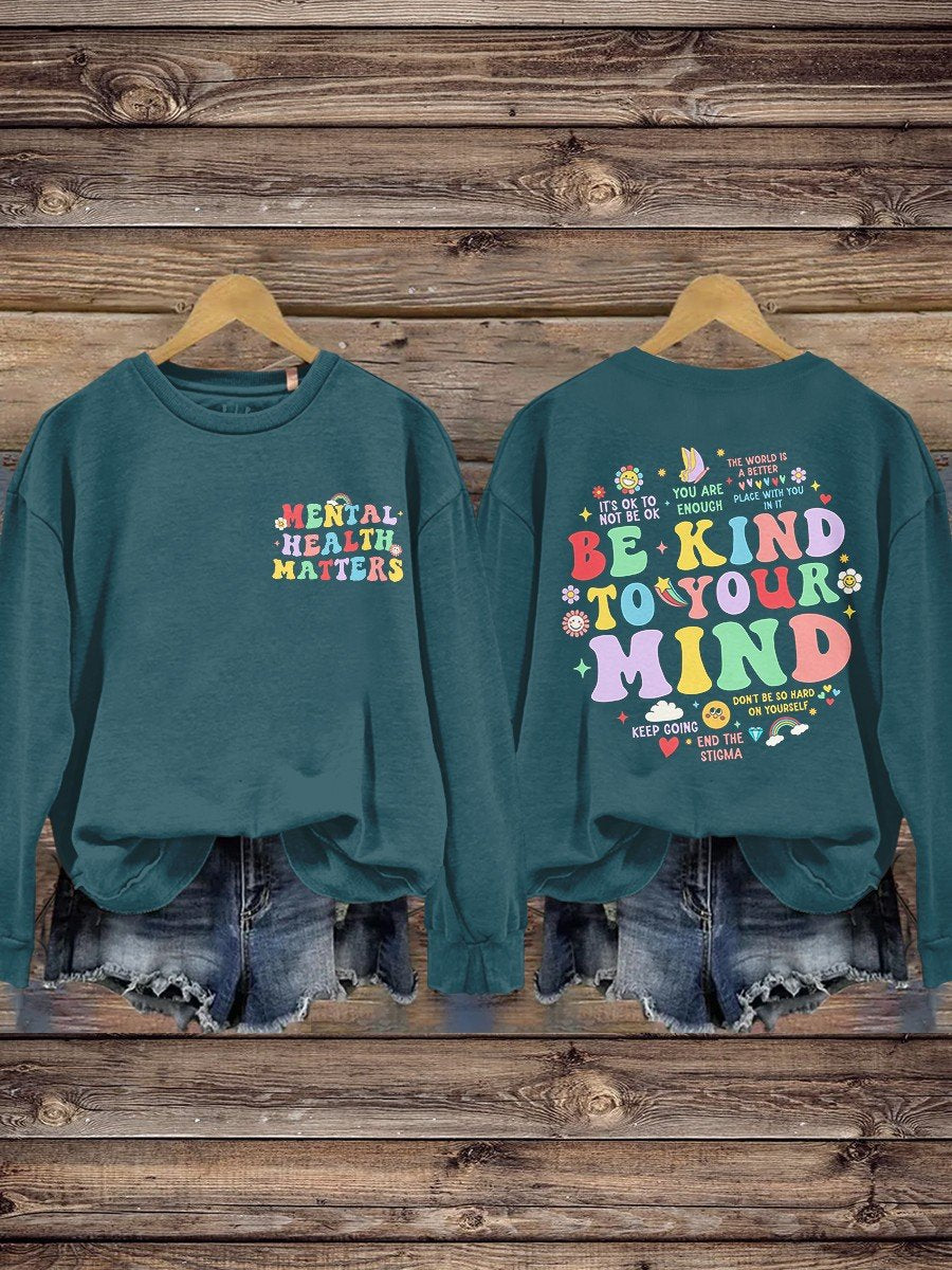 Women's Be Kind Print Casual Long Sleeve Sweatshirt