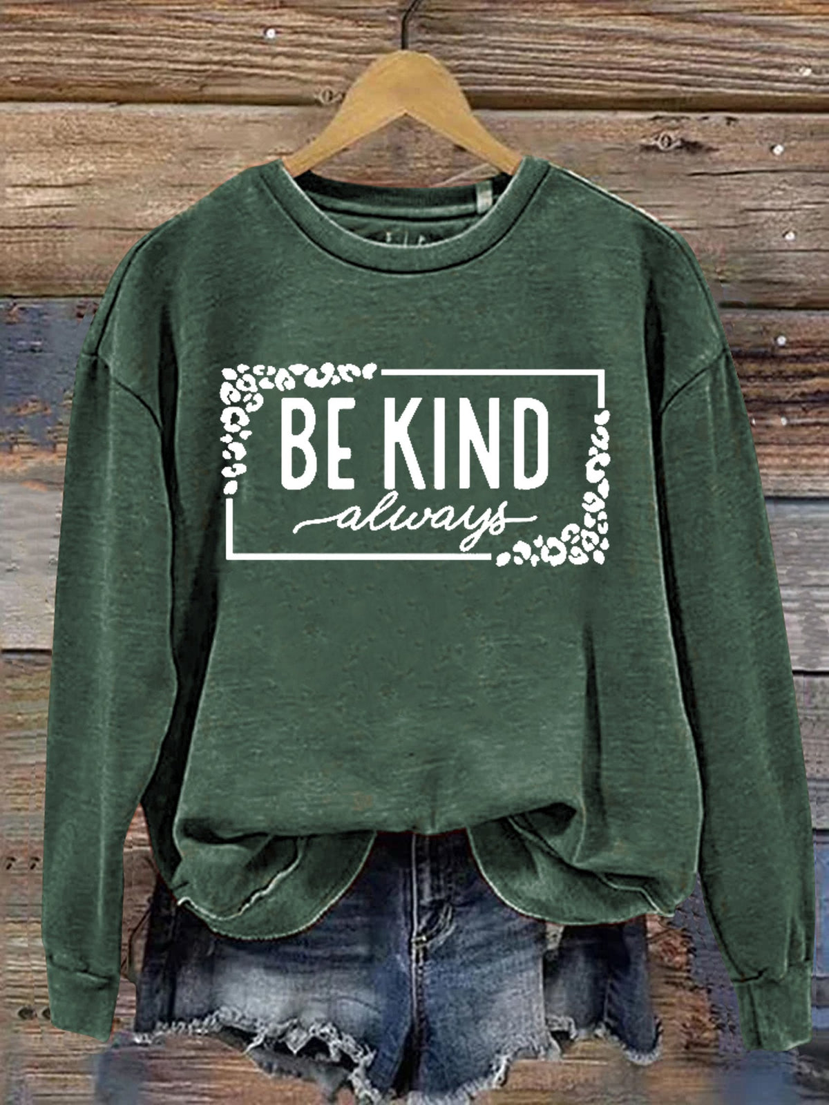 Unisex Women's Men's Leopard Print Be Kind Suicide Prevention Mental Print Casual Sweatshirt