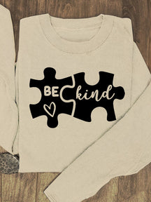 Puzzle Blue Purple Gradient Be Kind Suicide Prevention Mental Print Casual Sweatshirt