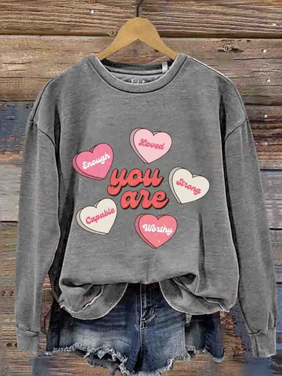 Mental Health Inspirational Love Round Neck Casual Printed Sweatshirt