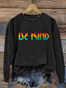 Be Kind Rainbow Print Casual Sweatshirt