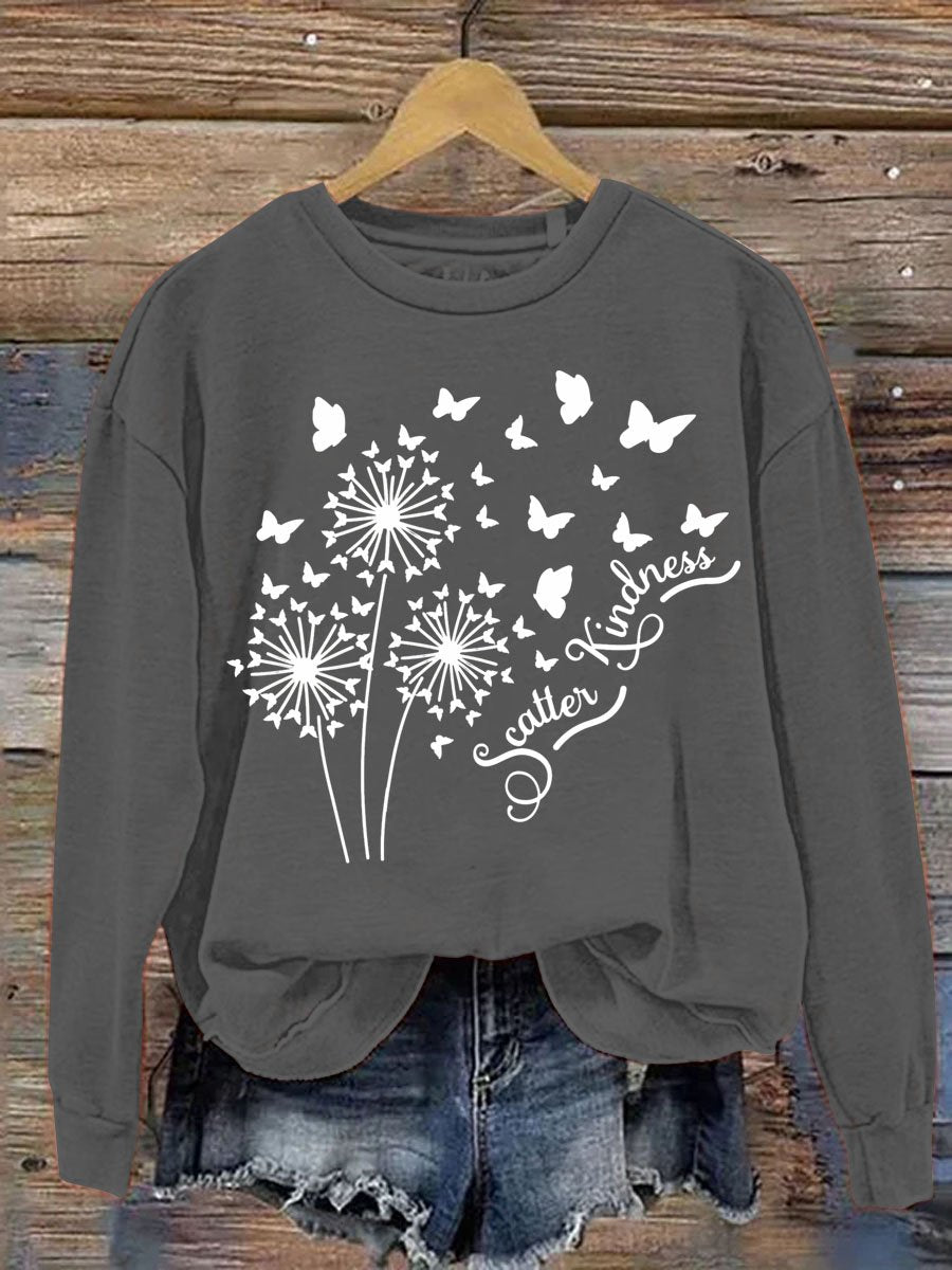 Scatter Kindness Art Pattern Print Casual Sweatshirt