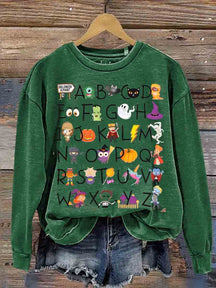 Halloween Alphabet Teacher Kindergarten Teacher Casual  Sweatshirt