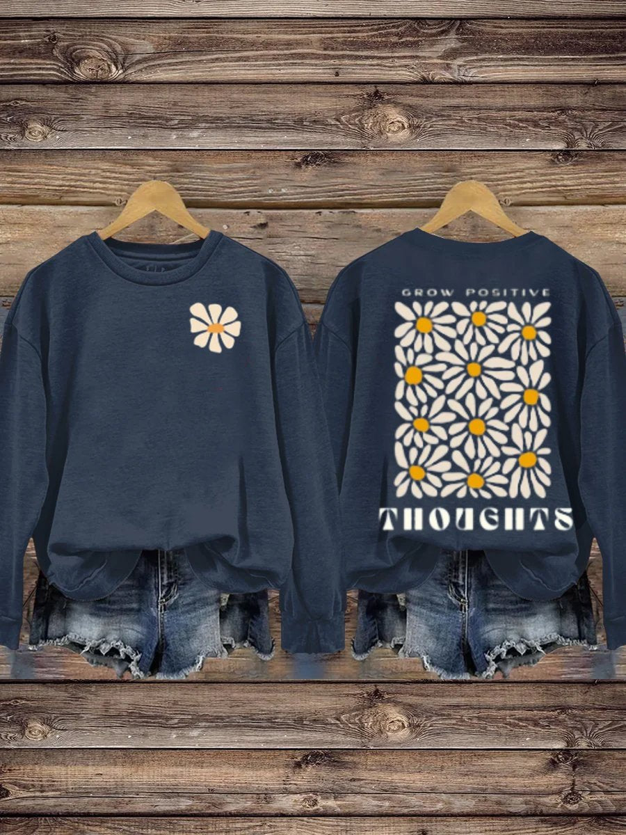 Mental Health Inspirational Growth Positive Energy Thinking Round Neck Casual Printed Sweatshirt