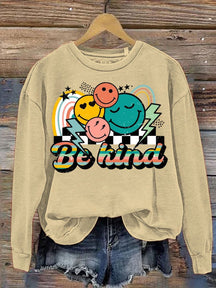 Be Kind Smile Art Pattern Print Casual Sweatshirt