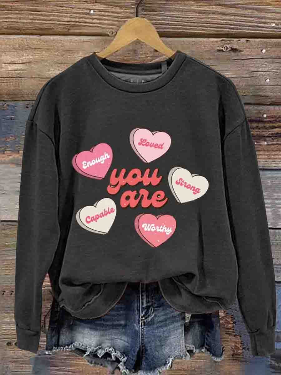 Mental Health Inspirational Love Round Neck Casual Printed Sweatshirt