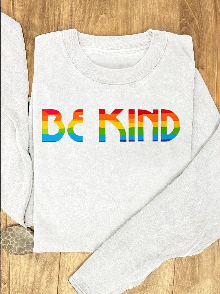 Be Kind Rainbow Suicide Prevention Mental Print Casual Sweatshirt