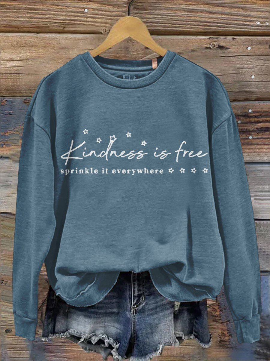 Kindness Is Free Teacher Print Casual Long Sleeve Sweatshirt