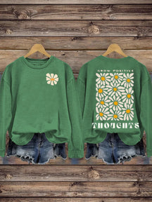 Mental Health Inspirational Growth Positive Energy Thinking Round Neck Casual Printed Sweatshirt