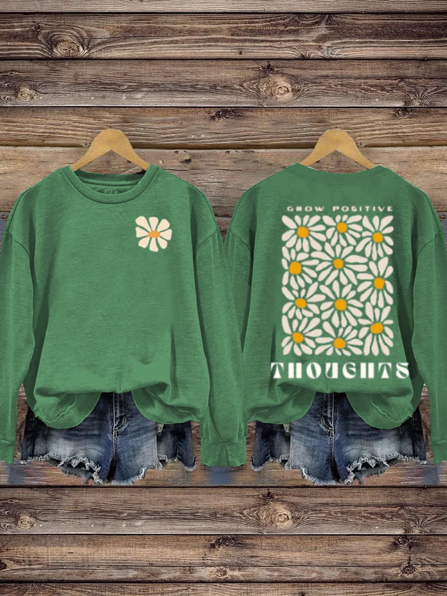 Mental Health Inspirational Growth Positive Energy Thinking Round Neck Casual Printed Sweatshirt