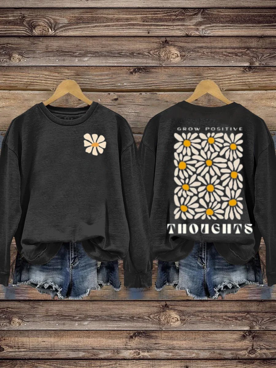 Mental Health Inspirational Growth Positive Energy Thinking Round Neck Casual Printed Sweatshirt